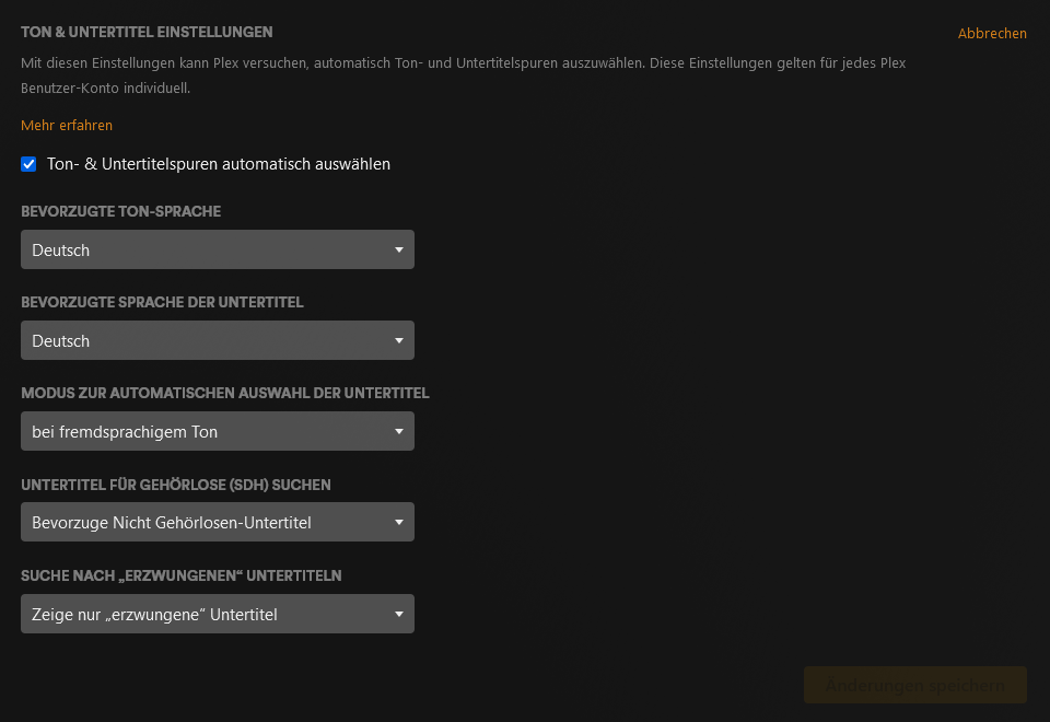 Ton & Untertitel Einstellungen